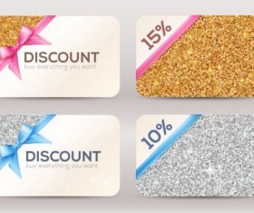 Duscount card template with beautiful bow vector 01