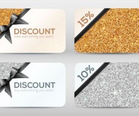 Duscount card template with beautiful bow vector 02