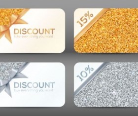 Duscount card template with beautiful bow vector 03