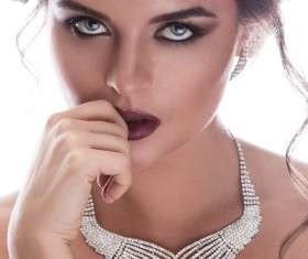 Elegant beautiful woman wearing diamond jewelry Stock Photo 01