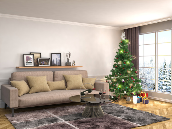Elegant living room with Christmas tree HD picture 01