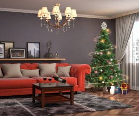 Elegant living room with Christmas tree HD picture 03