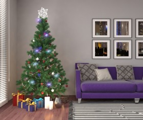 Elegant living room with Christmas tree HD picture 05