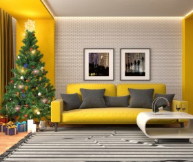 Elegant living room with Christmas tree HD picture 06