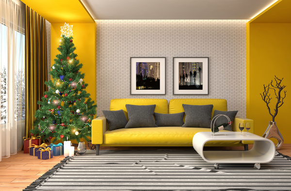 Elegant living room with Christmas tree HD picture 06