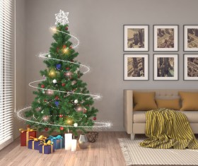 Elegant living room with Christmas tree HD picture 07