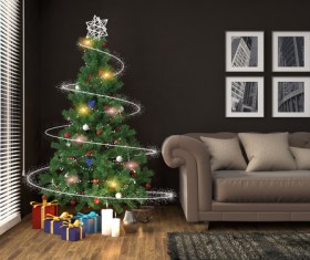 Elegant living room with Christmas tree HD picture 08
