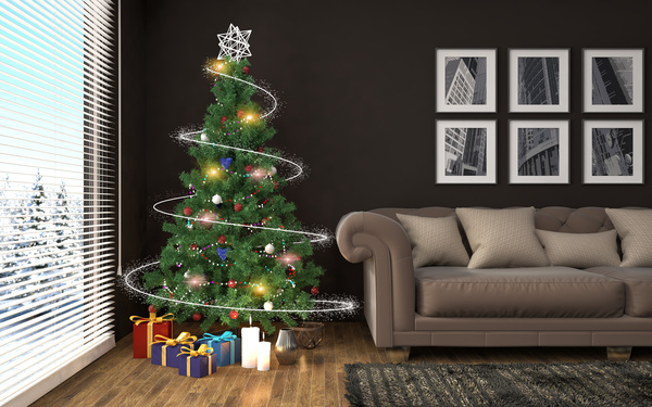 Elegant living room with Christmas tree HD picture 08