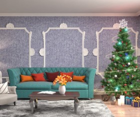 Elegant living room with Christmas tree HD picture 09
