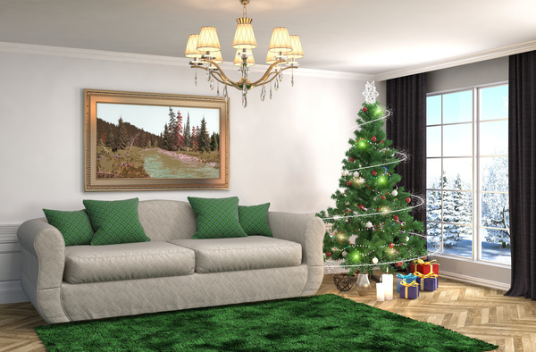 Elegant living room with Christmas tree HD picture 11