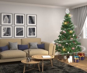 Elegant living room with Christmas tree HD picture 13