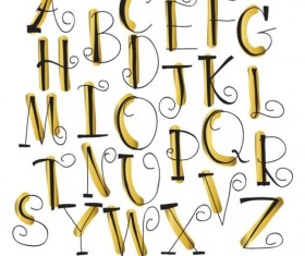 Elegant uppercase alphabet hand drawn vector