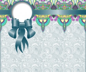 Ethnic decoration patterns with ribbon invitation card vector 04