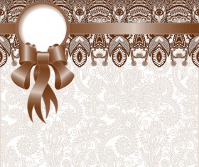 Ethnic decoration patterns with ribbon invitation card vector 08