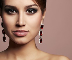 Fashion girl with a ruby earring HD picture 02