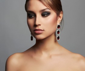 Fashion girl with a ruby earring HD picture 03
