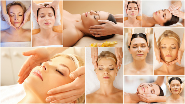 Female head and face massage beauty practices