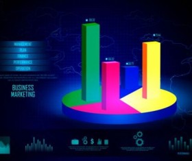 Financial chart diagram with infographic vector 03