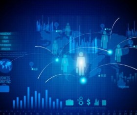 Financial chart diagram with infographic vector 14
