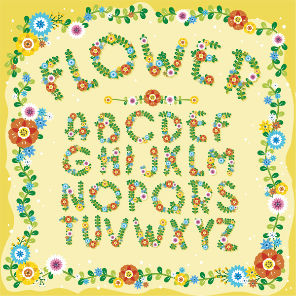 Flower alphabets with frame vectors