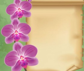 Flower orchid and old paper background vector