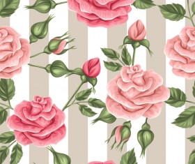 Flowers with bud seamless pattern vectors
