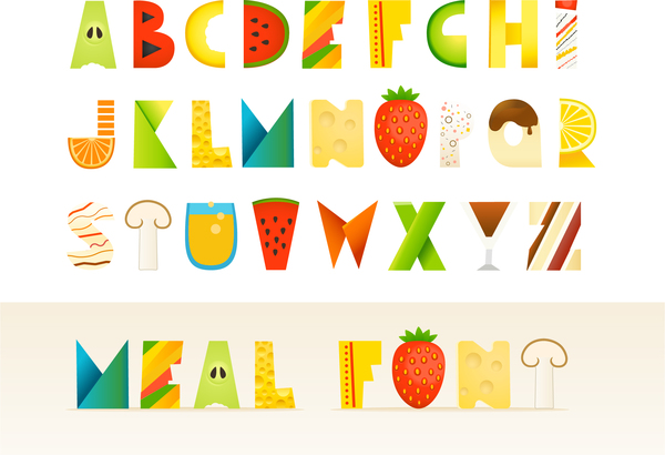 Food alphabets vectors design