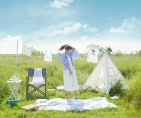 Fresh Girl Outdoor Photo Album Stock Photo 01