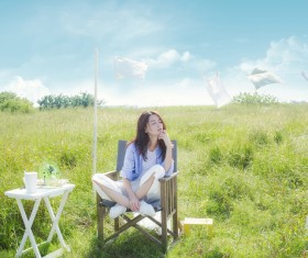 Fresh Girl Outdoor Photo Album Stock Photo 02