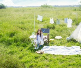 Fresh Girl Outdoor Photo Album Stock Photo 03