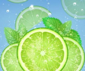 Fresh green lemon vector background