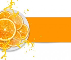 Fresh orange with juice background vector 02
