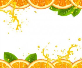 Fresh oranges and juice splashes vector background free download