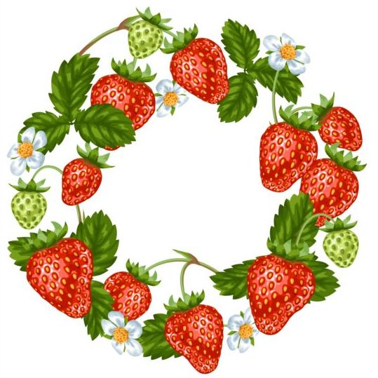 Fresh strawberries background design vectors 02