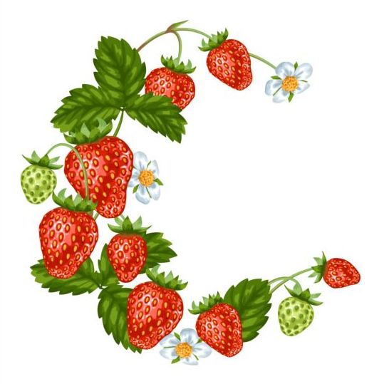Fresh strawberries background design vectors 03