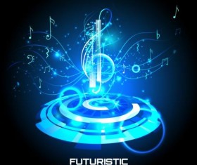 Futuristic music background design vector 01