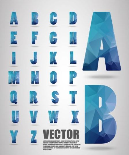 Geometry alphabet blue vectors