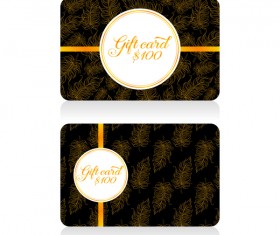 Gift card with golden feathers vector 01