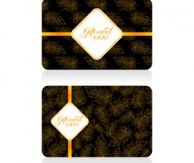 Gift card with golden feathers vector 02