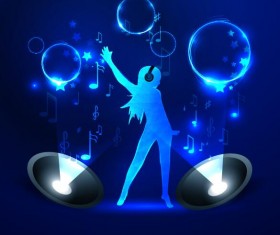 Girl with blue music background vector