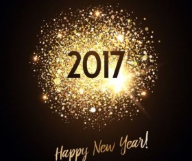 Glitterning gold 2017 new year background vector