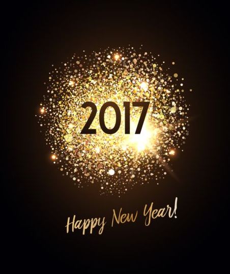 Glitterning gold 2017 new year background vector