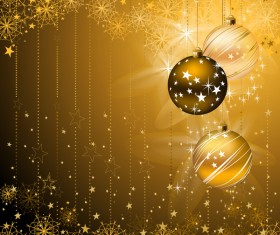 Christmas golden with red background and baubles vector free download