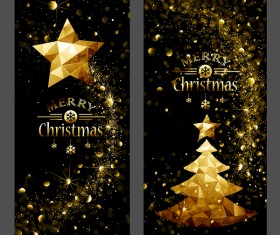 Golden christmas dream vertical banner vector