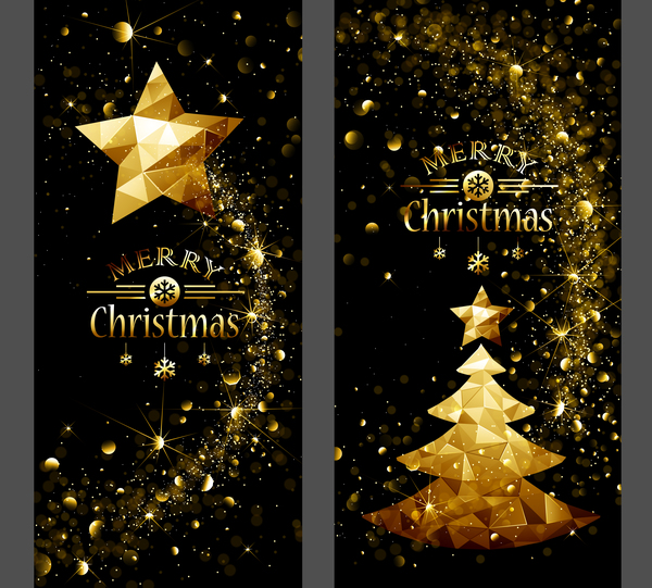 Golden christmas dream vertical banner vector