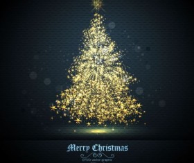Golden christmas tree with dark background vector