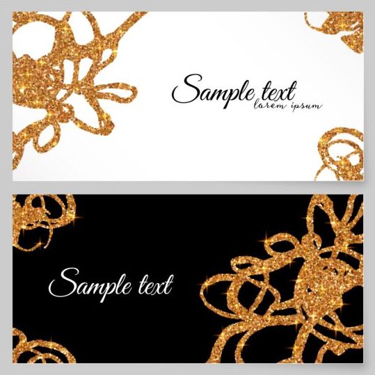 Golden glitter card vector template