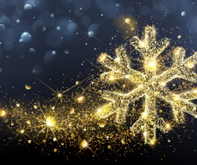 Golden snowflake with abstract background vector
