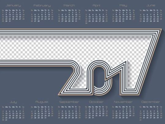 Gray calendar 2017 design vector