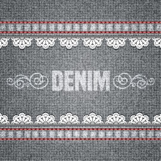 Gray denim with lace background vector